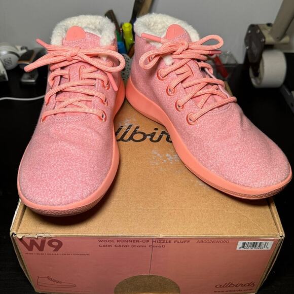 Allbirds NWB Wool Runner Up Mizzle Fluffs High Tops Fleece Lined Pink Size 9 - Picture 9 of 10